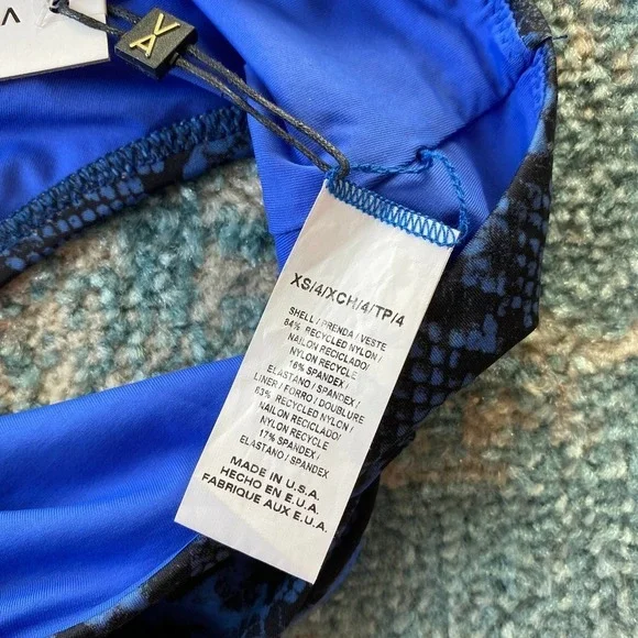 NWT Vitamin A EcoLux Barcelona High Waist Bikini Bottom Blue Snakeskin Printed - Picture 6 of 7